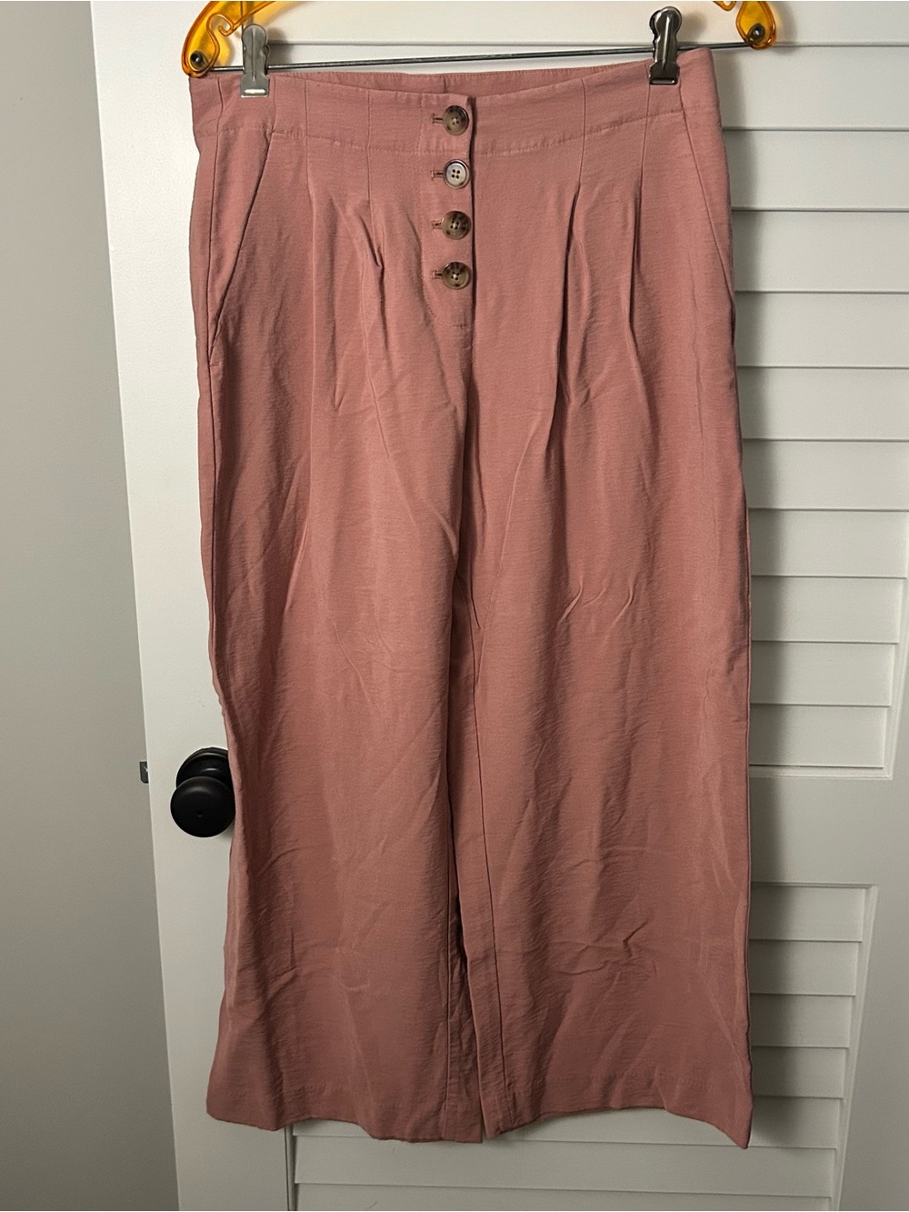 LOFT Dusty Rose High Waist Wide Leg Button Fly Pants Size 4